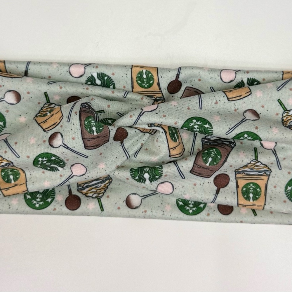 Starbucks Themed Hairband - Green and Brown handmade